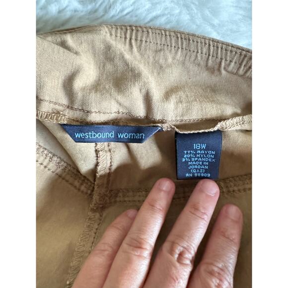 Westbound Petites Dark Tan Straight Leg Crop Pants Plus Size 18W - Picture 6 of 8